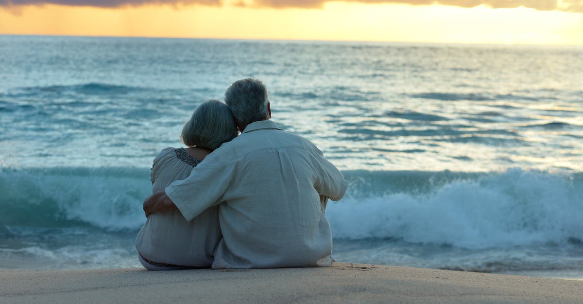 Couple sitting happily on a beach